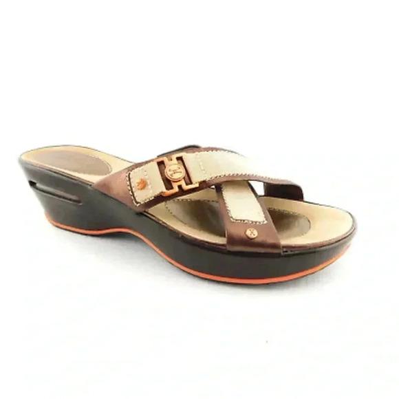 Cole Haan Nike AIR tan Brown Criss Cross Wedge Platform Sandals Women’s Size 8 - Picture 1 of 10